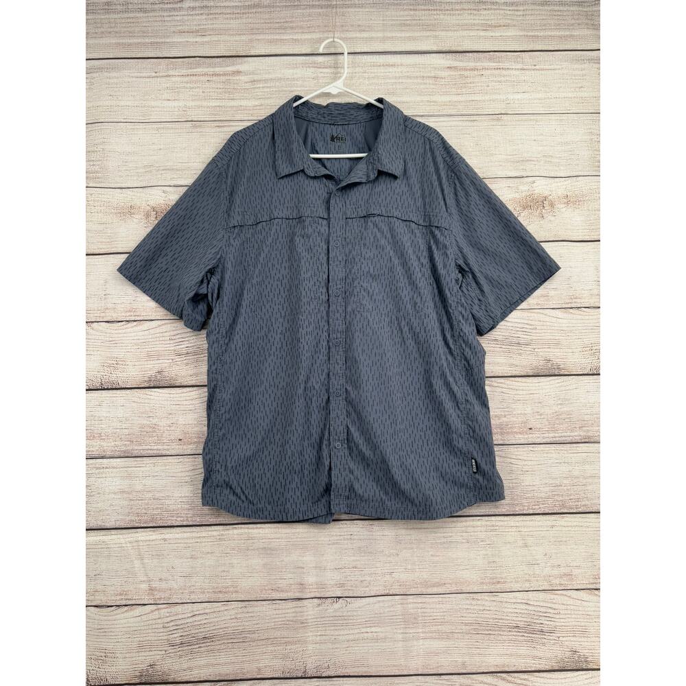 REI Co-Op Sahara Outdoor Button Down Shirt Mens XL Blue Moisture Wicking